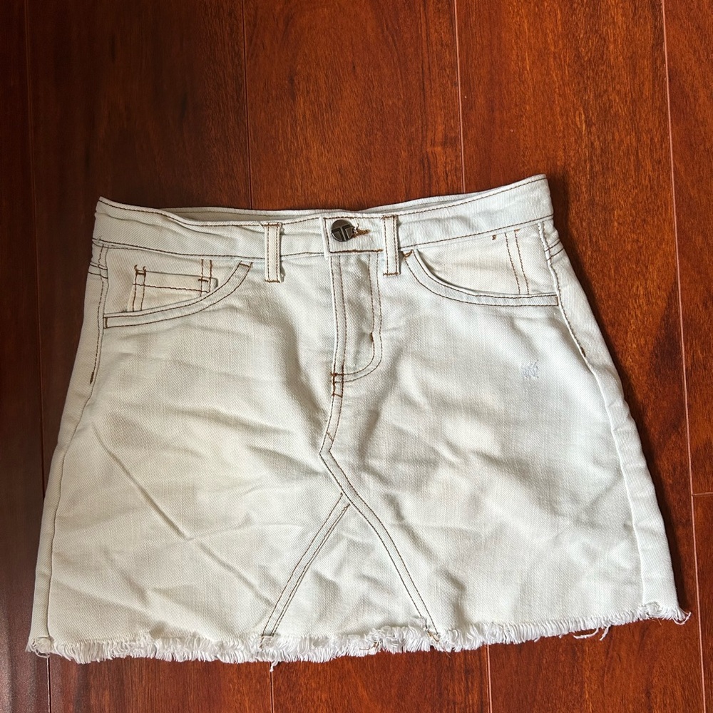 Tractr White Denim Skort
